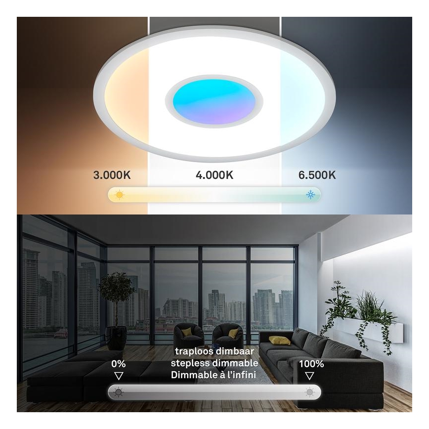 Telefunken 320104TF - dimeriuojamas LED RGBW lubų šviestuvas LED/21W/230V 3000-6500K skersmuo 45 cm + nuotolinis valdymas