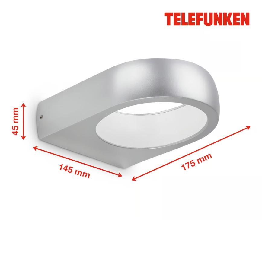 Telefunken 320204TF - Lauko LED sieninis šviestuvas LED/6,5W/230V IP44 matinis chromas