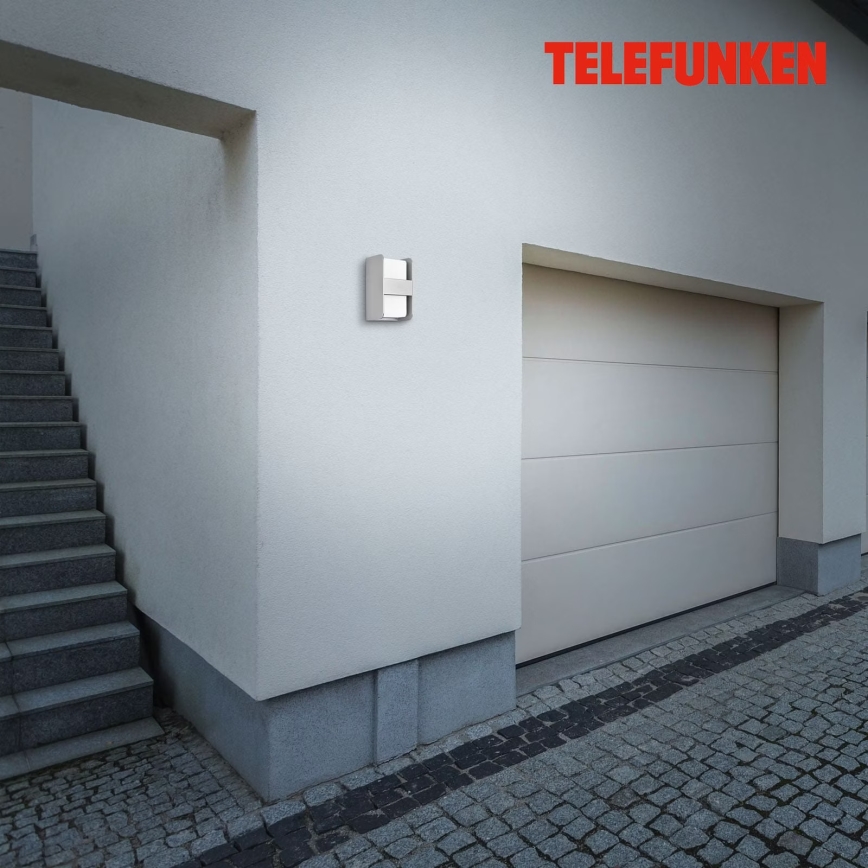 Telefunken 321004TF - Lauko sieninis šviestuvas 1xE27/12W/230V IP44 sidabras