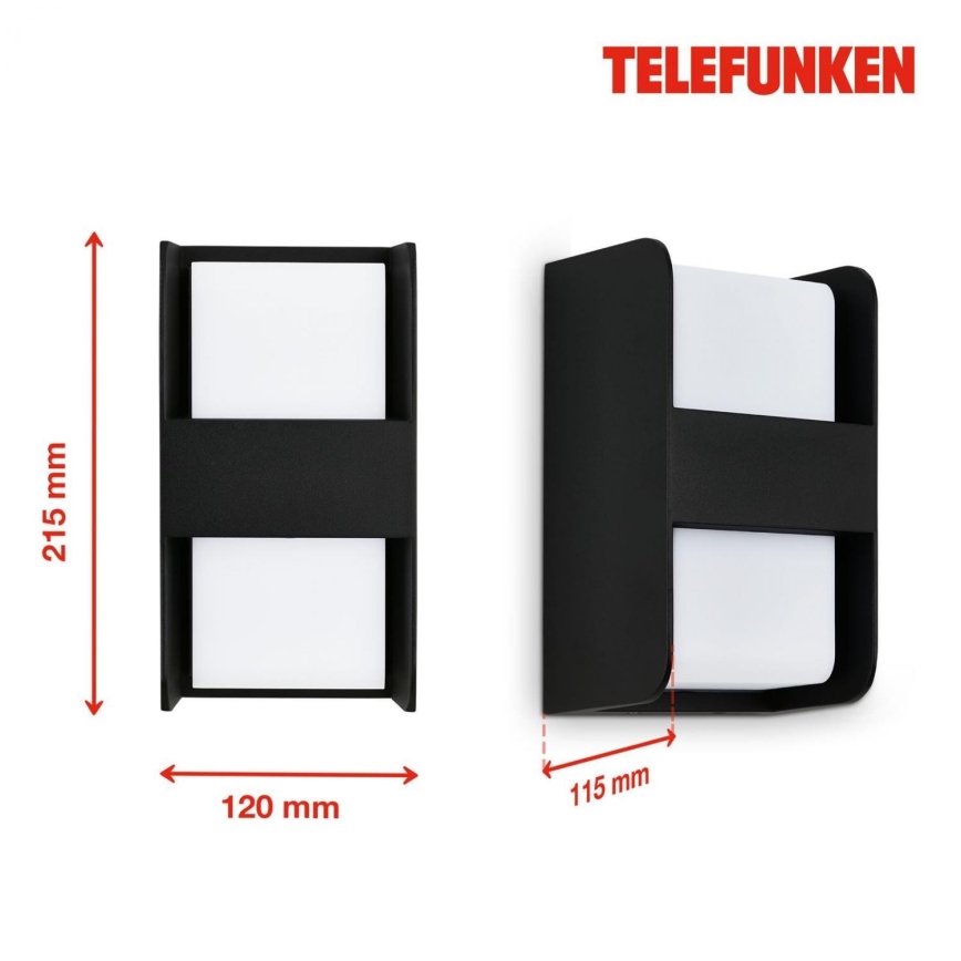 Telefunken 321005TF - Lauko sieninis šviestuvas 1xE27/12W/230V IP44 juoda
