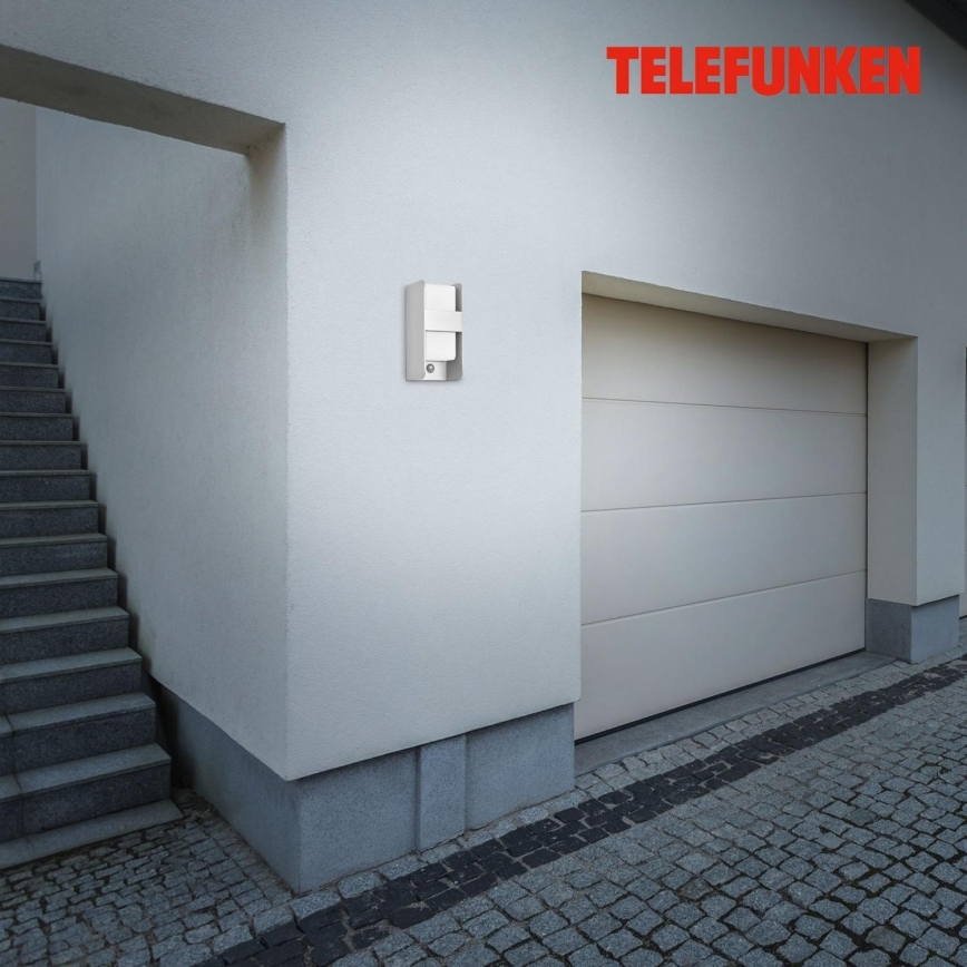 Telefunken 321104TF - Lauko sieninis šviestuvas su jutikliu 1xE27/12W/230V IP44 balta
