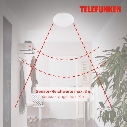 Telefunken 601206TF - LED lubinis vonios šviestuvas su jutikliu LED/15W/230V IP44 diametras 28 cm