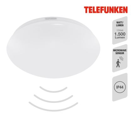 Telefunken 601206TF - LED lubinis vonios šviestuvas su jutikliu LED/15W/230V IP44 diametras 28 cm