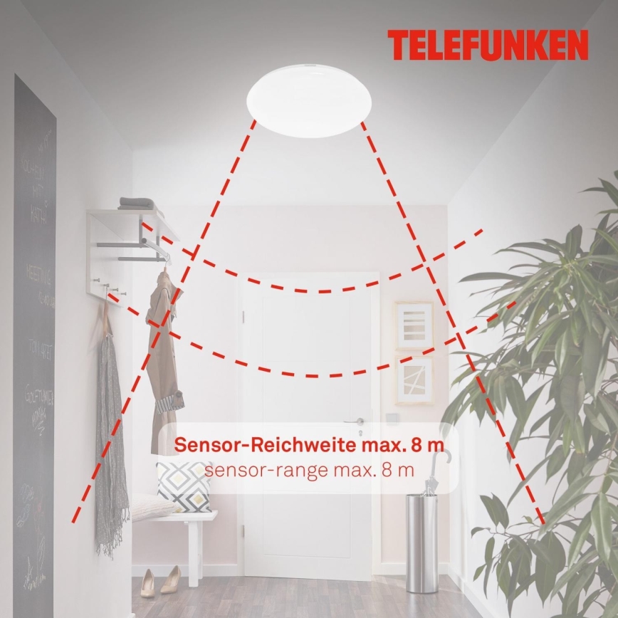Telefunken 601306TF - LED lubinis vonios šviestuvas su jutikliu LED/20W/230V IP44 diametras 40 cm