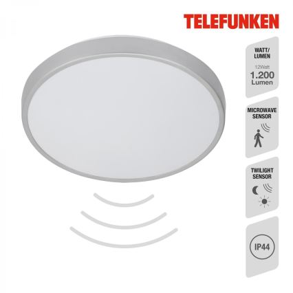 Telefunken 601604TF - LED lubinis vonios šviestuvas su jutikliu LED/12W/230V IP44 diametras 29 cm