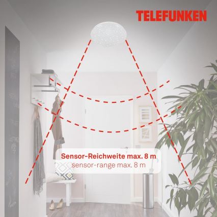 Telefunken 601706TF - LED lubinis šviestuvas su jutikliu LED/12W/230V diametras 27 cm