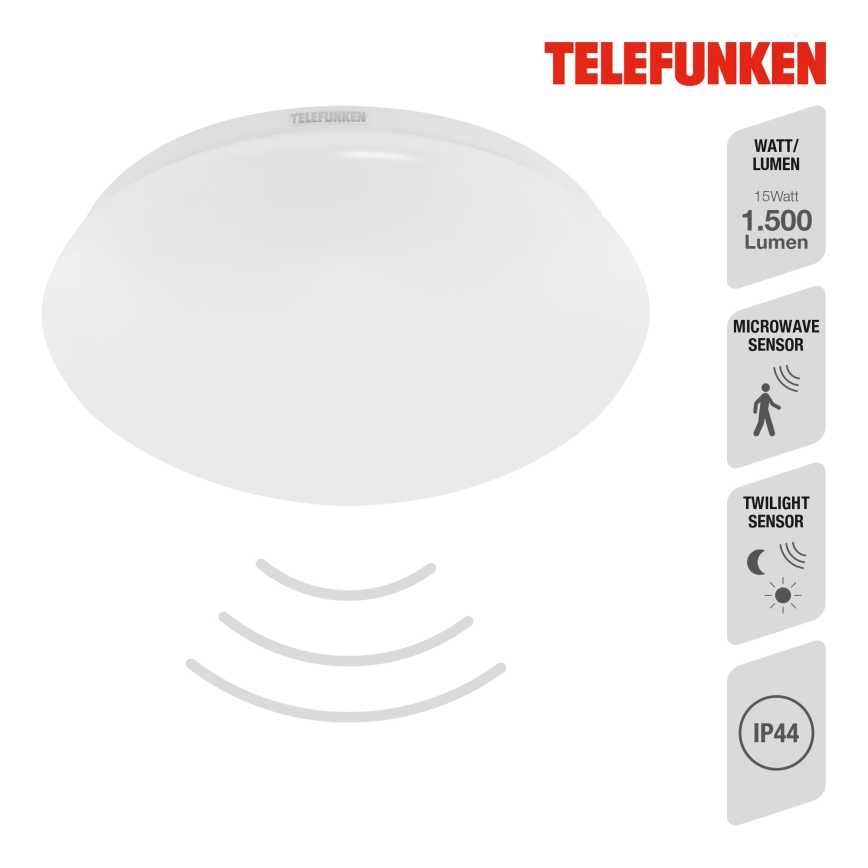 Telefunken 602006TF - LED lubinis vonios šviestuvas su jutikliu LED/15W/230V IP44 4000K