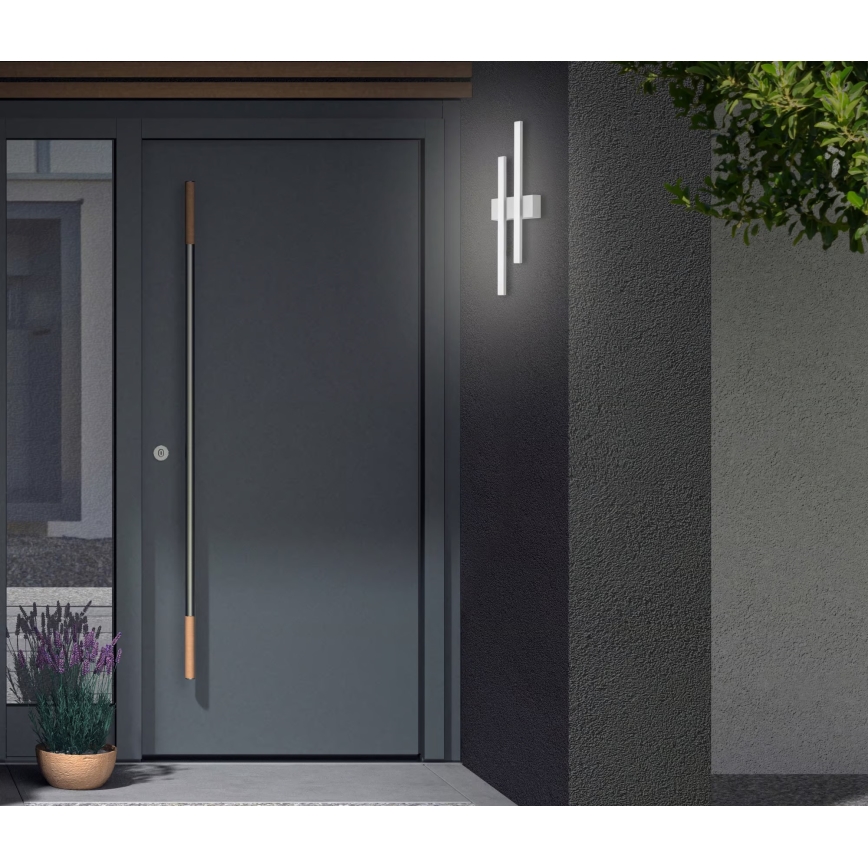 Telefunken - Lauko sieninis LED šviestuvas 2xLED/4W/230V 4000K IP44 sidabrinis