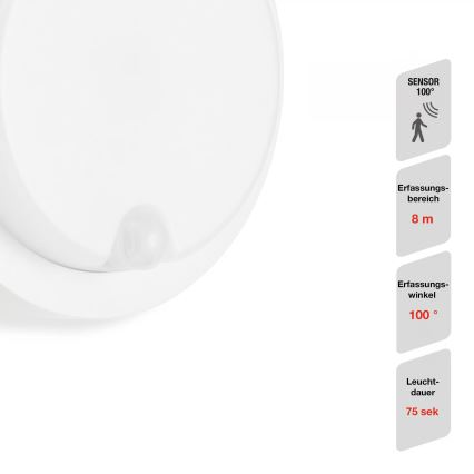 Telefunken - lauko sieninis LED šviestuvas su sutemų ir judesio jutikliu, LED/12W/230V IP44, baltas