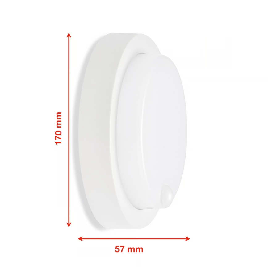 Telefunken - lauko sieninis LED šviestuvas su sutemų ir judesio jutikliu, LED/12W/230V IP44, baltas