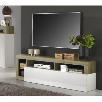 Televizinis staliukas LENOR baltas/šviesus ąžuolas