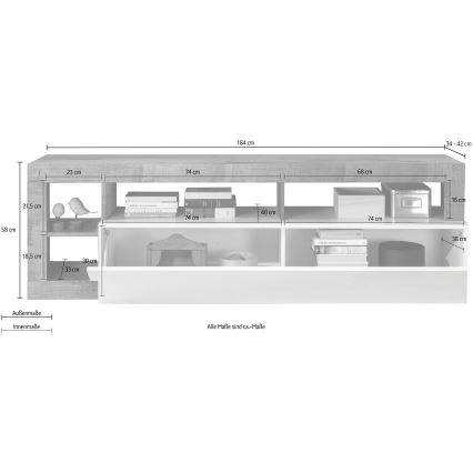 Televizoriaus staliukas LENOR balta/antracitas
