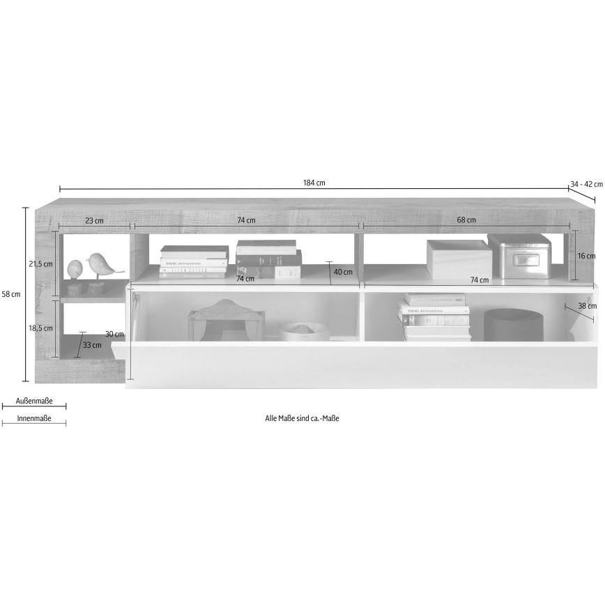 Televizoriaus staliukas LENOR balta/antracitas