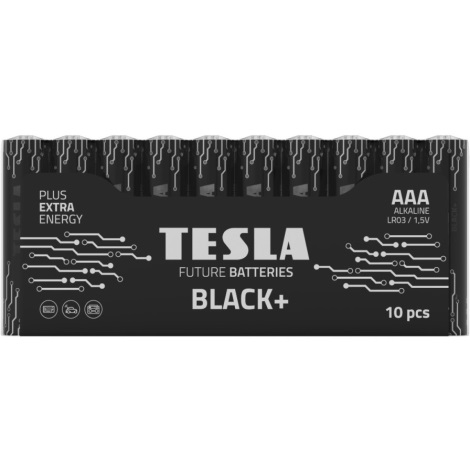 Tesla Batteries - 10 vnt. Šarminė baterija AAA BLACK+ 1,5V