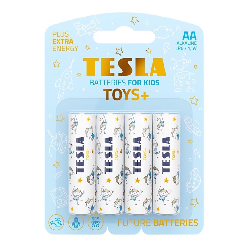 Tesla Batteries - 4 vnt. Šarminė baterija AA TOYS+ 1,5V 2900 mAh