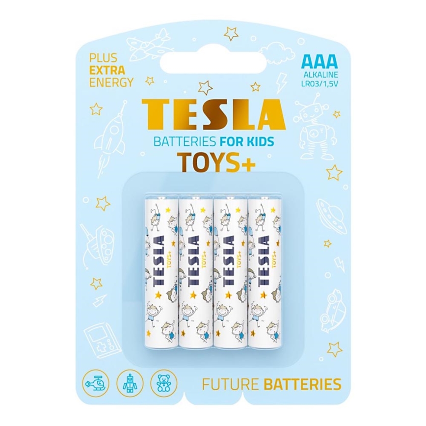 Tesla Batteries - 4 vnt. Šarminė baterija AAA TOYS+ 1,5V 1300 mAh