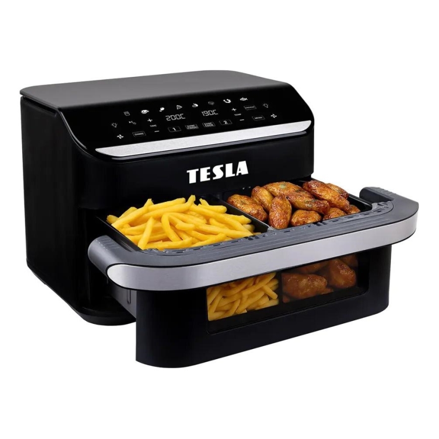 TESLA Electronics AirCook - Daugiafunkcinė dviguba skaitmeninė karšto oro gruzdintuvė 10 l 2400W/230V