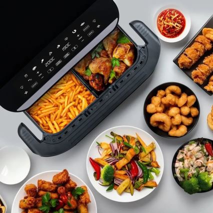 TESLA Electronics AirCook - Daugiafunkcinė dviguba skaitmeninė karšto oro gruzdintuvė 10 l 2400W/230V