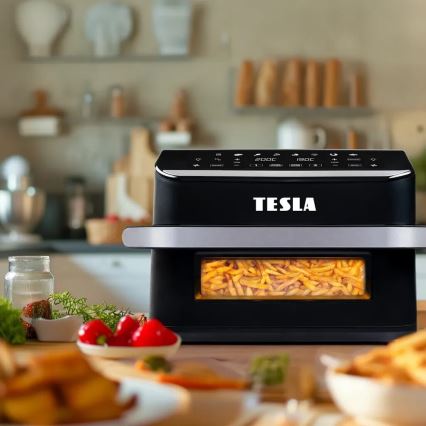 TESLA Electronics AirCook - Daugiafunkcinė dviguba skaitmeninė karšto oro gruzdintuvė 10 l 2400W/230V
