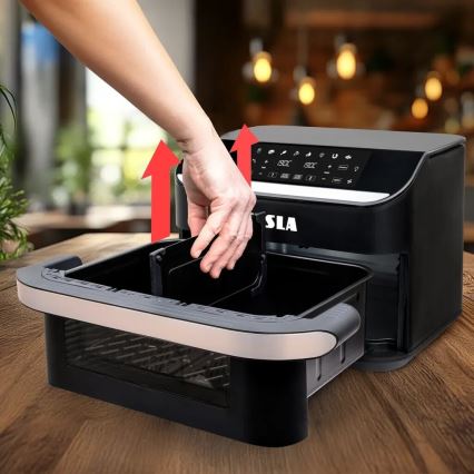 TESLA Electronics AirCook - Daugiafunkcinė dviguba skaitmeninė karšto oro gruzdintuvė 10 l 2400W/230V