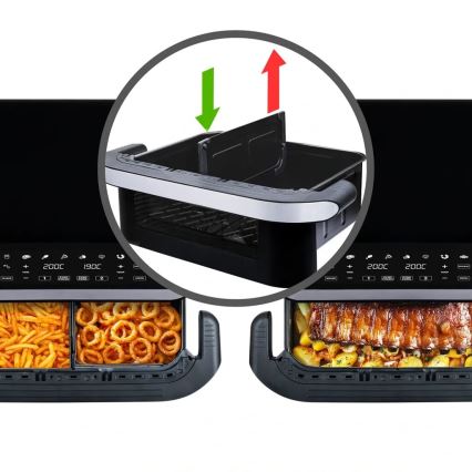 TESLA Electronics AirCook - Daugiafunkcinė dviguba skaitmeninė karšto oro gruzdintuvė 10 l 2400W/230V