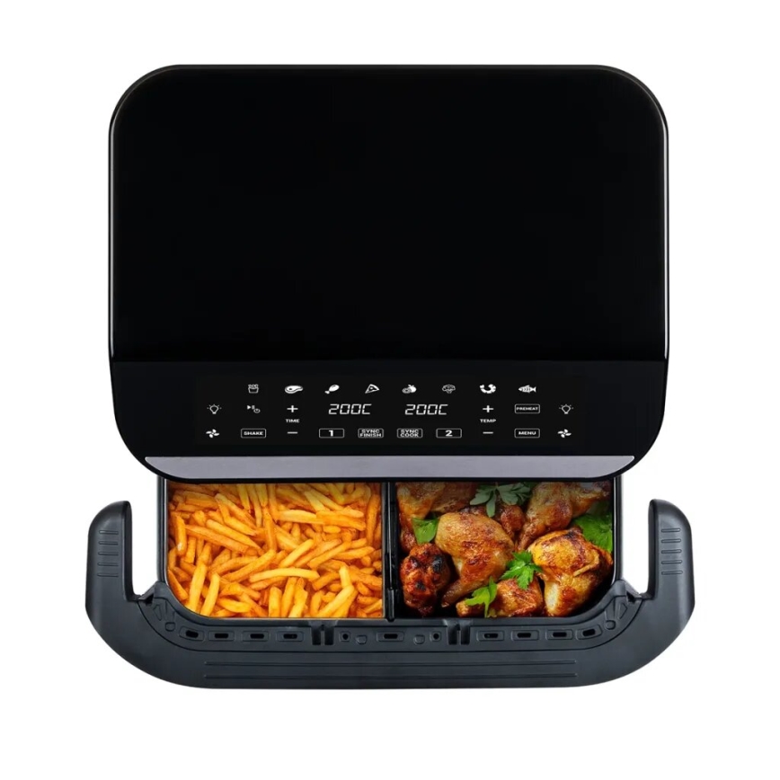 TESLA Electronics AirCook - Daugiafunkcinė dviguba skaitmeninė karšto oro gruzdintuvė 10 l 2400W/230V