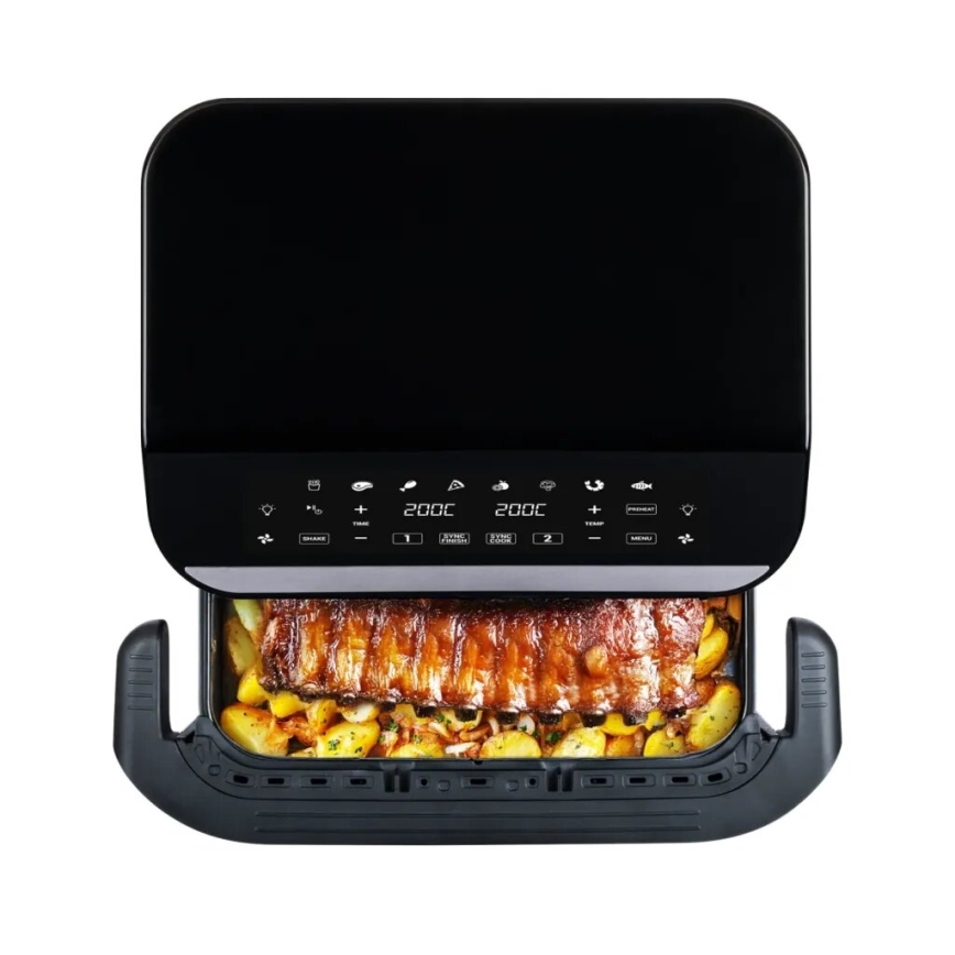 TESLA Electronics AirCook - Daugiafunkcinė dviguba skaitmeninė karšto oro gruzdintuvė 10 l 2400W/230V