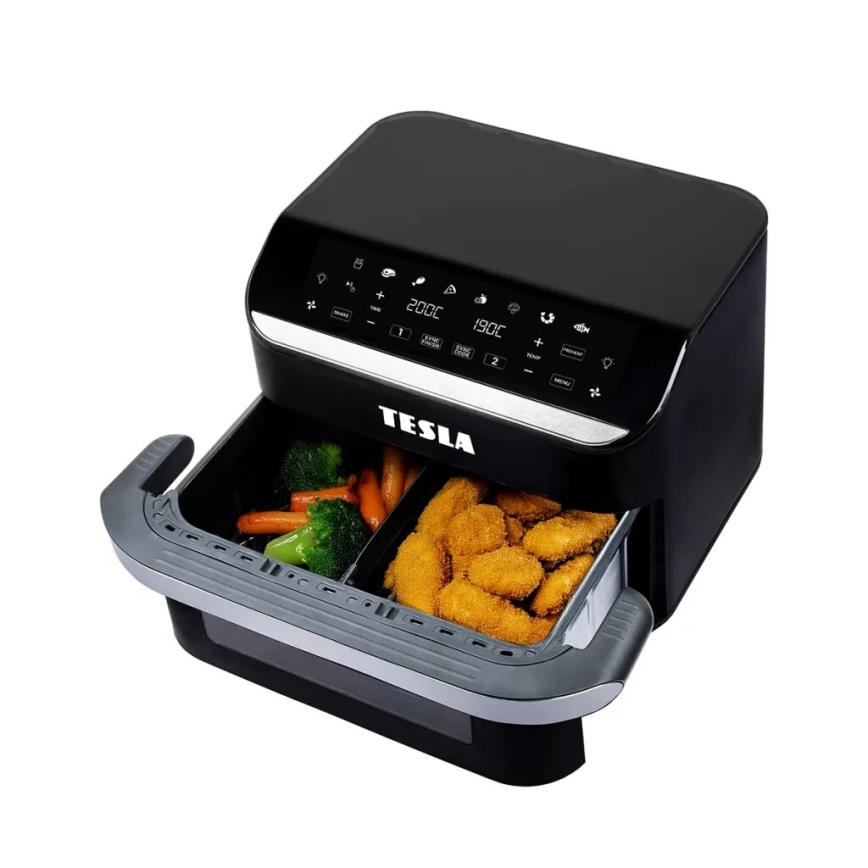 TESLA Electronics AirCook - Daugiafunkcinė dviguba skaitmeninė karšto oro gruzdintuvė 10 l 2400W/230V
