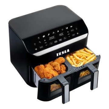 TESLA Electronics AirCook - Daugiafunkcinė dviguba skaitmeninė karšto oro gruzdintuvė 9 l 2400W/230V