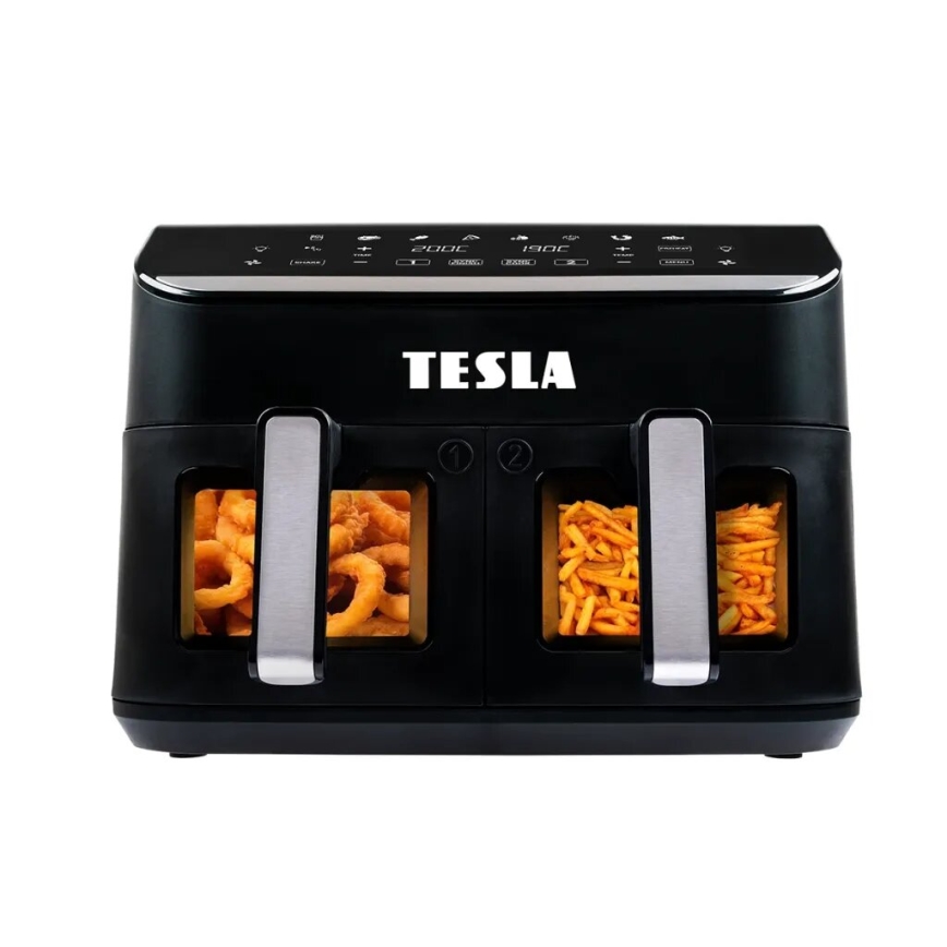 TESLA Electronics AirCook - Daugiafunkcinė dviguba skaitmeninė karšto oro gruzdintuvė 9 l 2400W/230V
