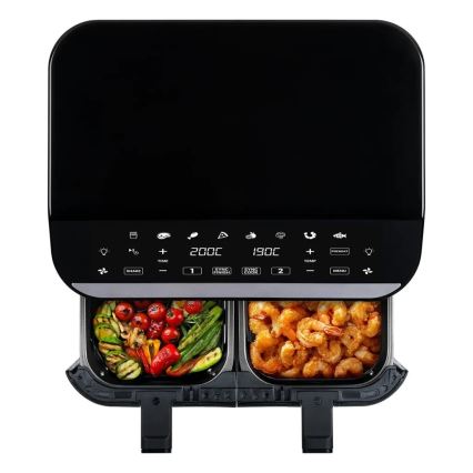 TESLA Electronics AirCook - Daugiafunkcinė dviguba skaitmeninė karšto oro gruzdintuvė 9 l 2400W/230V