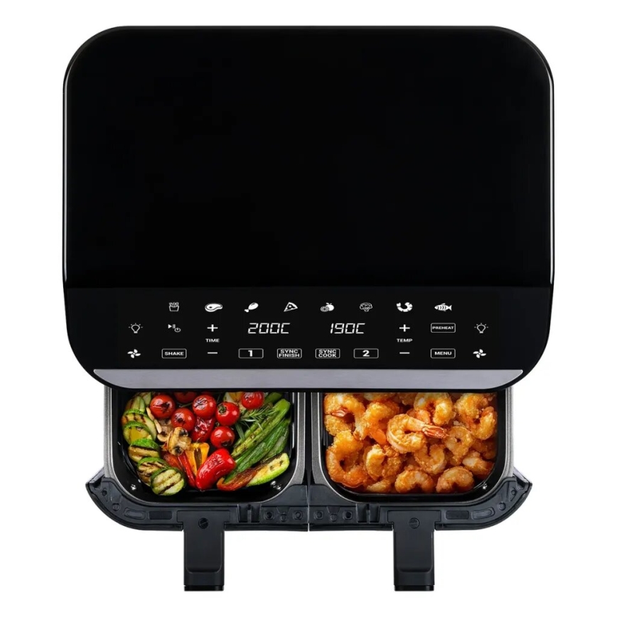 TESLA Electronics AirCook - Daugiafunkcinė dviguba skaitmeninė karšto oro gruzdintuvė 9 l 2400W/230V