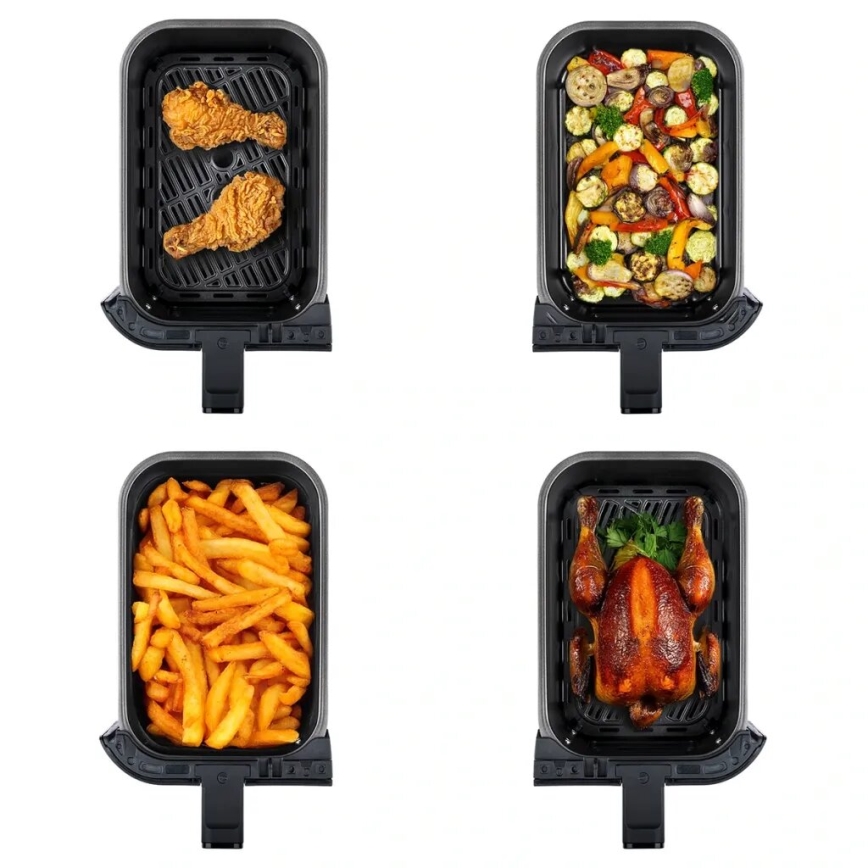 TESLA Electronics AirCook - Daugiafunkcinė dviguba skaitmeninė karšto oro gruzdintuvė 9 l 2400W/230V
