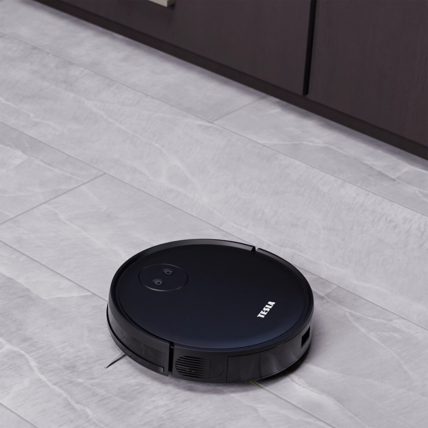 TESLA Smart - Išmanusis robotas dulkių siurblys 2in1 2000 mAh Wi-Fi juoda + nuotolinio valdymo pultas