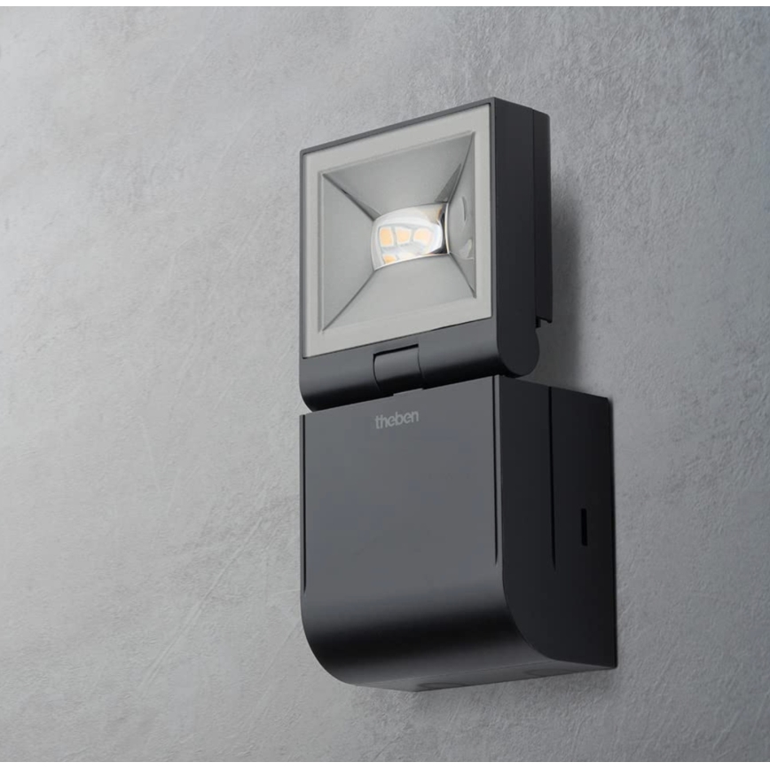 theben - LED sieninis reflektorius LED/10W/230V juodas IP55