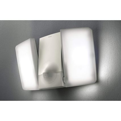 theben - sieninis LED prožektorius su judesio jutikliu 2xLED/10W/230V baltas IP55
