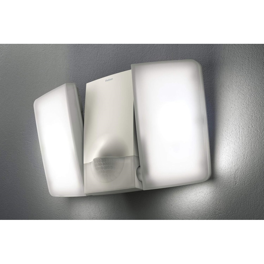 theben - sieninis LED prožektorius su judesio jutikliu 2xLED/10W/230V baltas IP55