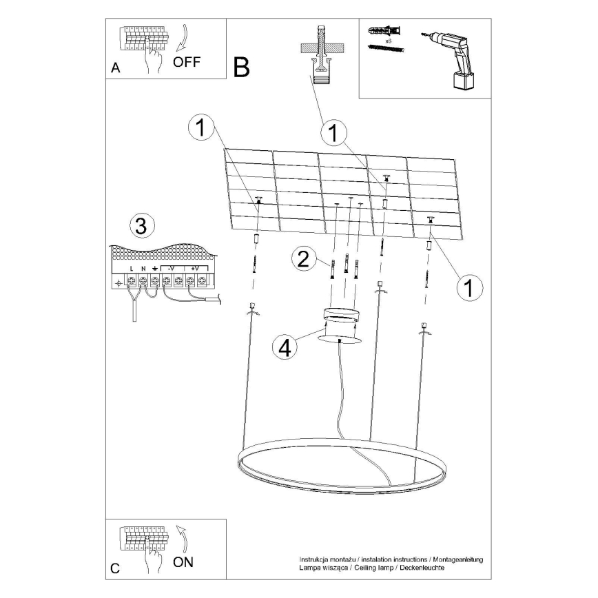 Thoro TH.181 - LED  Pakabinamas sietynas RIO LED /50W/230V CRI 95 4000K diametras 78 cm auksas
