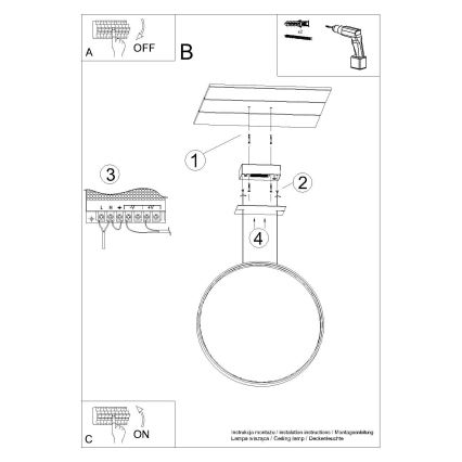 Thoro TH.221 - LED Pakabinamas sietynas RIO LED/30W/230V CRI 95 4000K diametras 55 cm auksas