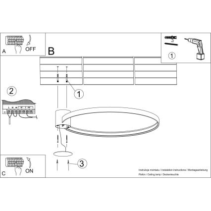 Thoro TH.223 - LED lubinis šviestuvas RIO LED/30W/230V CRI 98 4000K skersmuo 55 cm auksinis