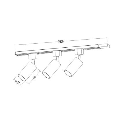 TIGER bėginei sistemai skirtas taškinis šviestuvas, 3xGU10/10W/230V, baltas