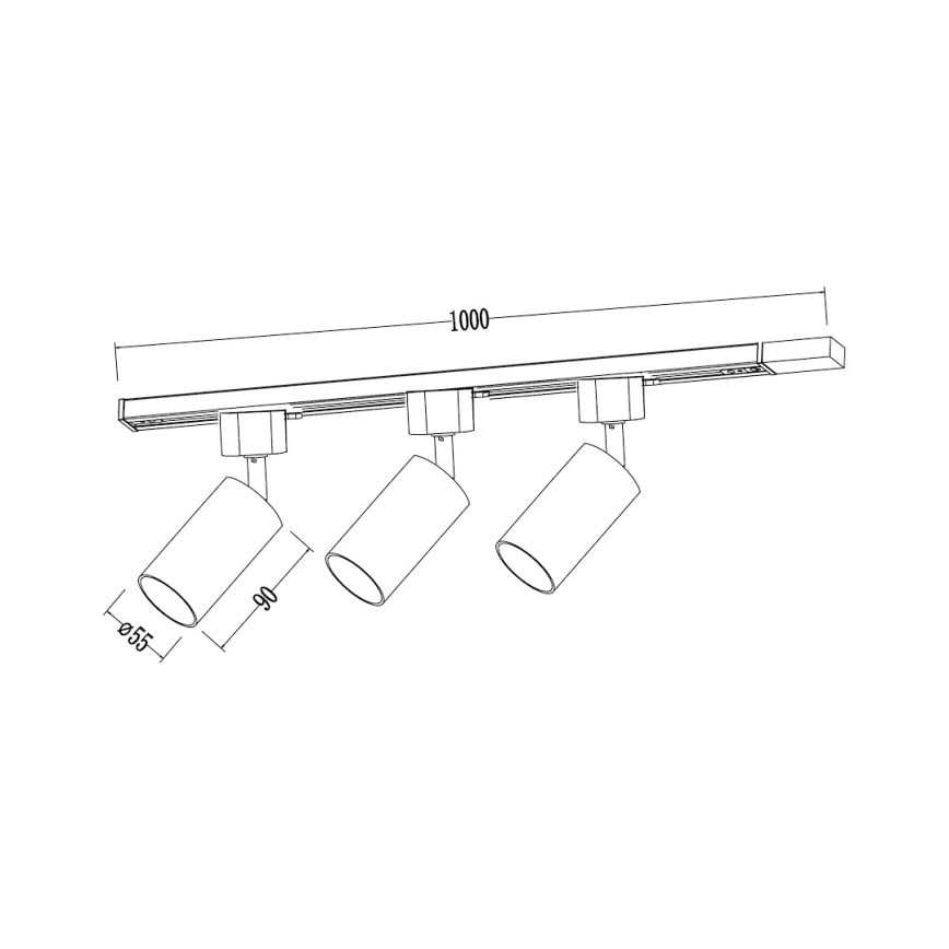 TIGER bėginei sistemai skirtas taškinis šviestuvas, 3xGU10/10W/230V, baltas