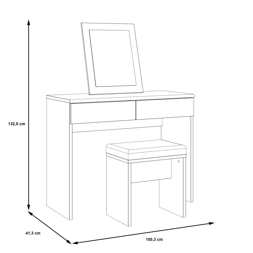 Toaletinis staliukas ERO + taburetė ruda/juoda