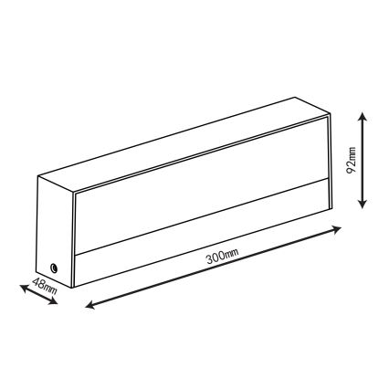 Top Light - IMOLA LED lauko sieninis šviestuvas, 16W, 230V, 3000/4000/6000K, IP54, 30 cm, juodas