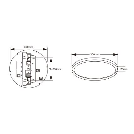 Top Light - LED lubinis šviestuvas REVIT su judesio jutikliu, 12/18/24 W, 230 V, 3000/4000/6500 K, skersmuo 30 cm, balta