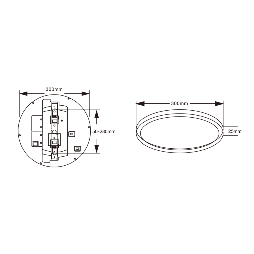Top Light - LED lubinis šviestuvas REVIT su judesio jutikliu, 12/18/24 W, 230 V, 3000/4000/6500 K, skersmuo 30 cm, balta