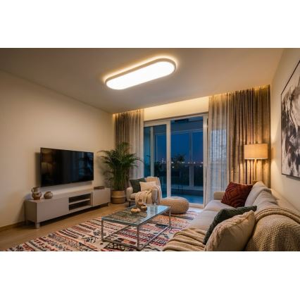 Top Light - Dimeriuojamas lubinis prigludęs arba pakabinamas šviestuvas OVAL LED/36W/230V 3000-6500K balta + nuotolinis valdymas