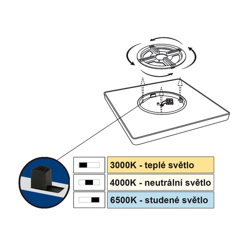 Top Light - LED lubinis šviestuvas REVIT LED/24W/230V 3000/4000/6500K 30x30 cm balta