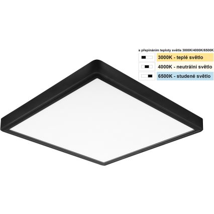 Top Light - LED lubinis šviestuvas REVIT LED/24W/230V 3000/4000/6500K 30x30 cm juoda