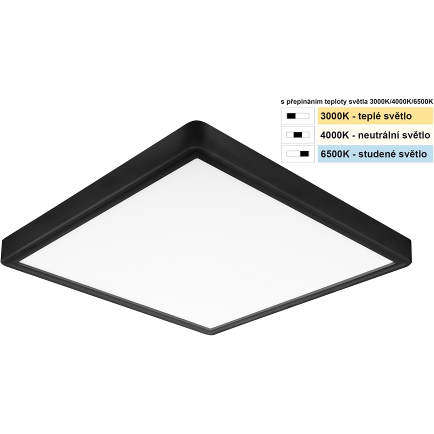 Top Light - LED lubinis šviestuvas REVIT LED/24W/230V 3000/4000/6500K 30x30 cm juoda